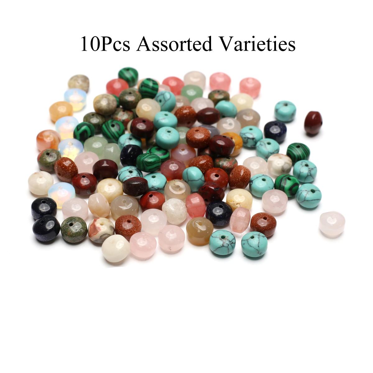 

10 шт., бусины из натурального камня, круглые, со средним отверстием, кристалл, аметист, агат, драгоценные камни, свободные бусины для изготовления ювелирных изделий, ожерелья, браслеты, аксессуары 7 × 9 мм 10Pcs/7×9mm