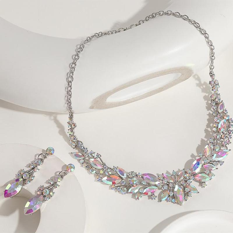 

Crystal Necklace Earrings Jewelry Bridal Wedding Dress Accessories чистий