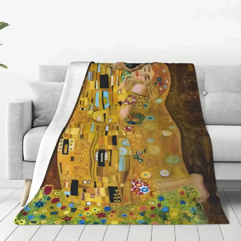 Manta Tejida The Kiss De Gustav Klimt, Franela Abstracta Fre S