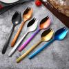 Fork Spoon 2 In 1 Colorful Rainbow Bento Accessories High Quality Stainless Steel Fruit Fork Dessert Forks for Cake Snack Salad