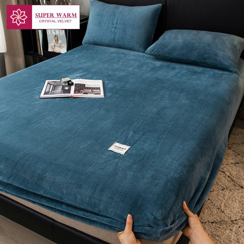 Lenzuolo con angoli in flanella calda con fascia elastica per letto singolo/matrimoniale Coprimaterasso aderente super morbido e caldo Coprimaterasso delicato sulla pelle