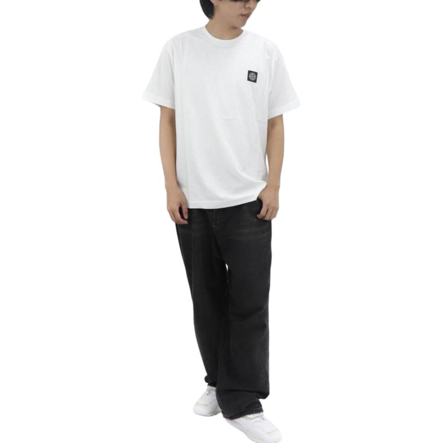 Stone Island Garment Dyed Logo T-Shirt White Men Tops 791524113-A0001
