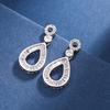 Temperament Hollow Water Drop Cubic Zirconia Dangle Earrings  Sterling Silver Drop Earrings for Women Wedding Trendy