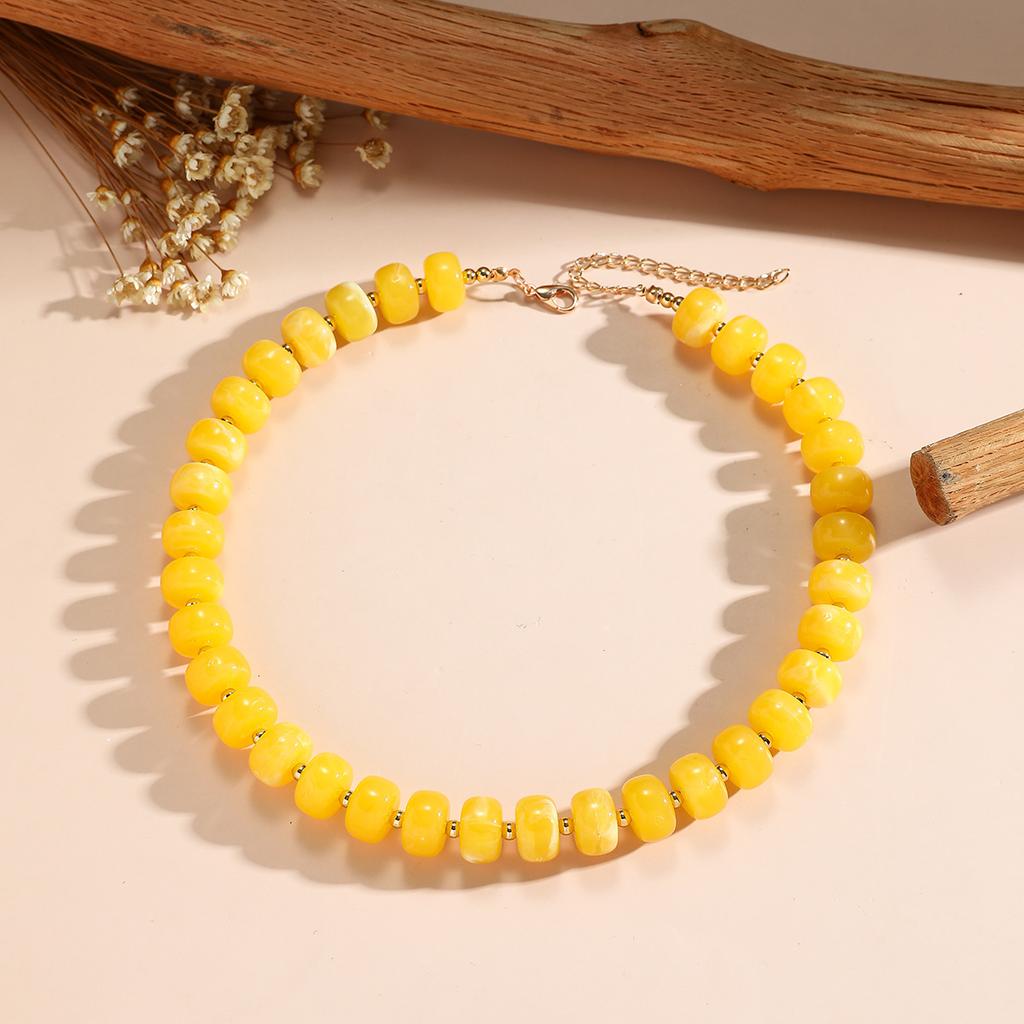 Colorful Round Beads Necklace Fashion Resin Geometric Beads Choker Necklaces for Women Bohemia Jewelry Trendy Summer Gifts
