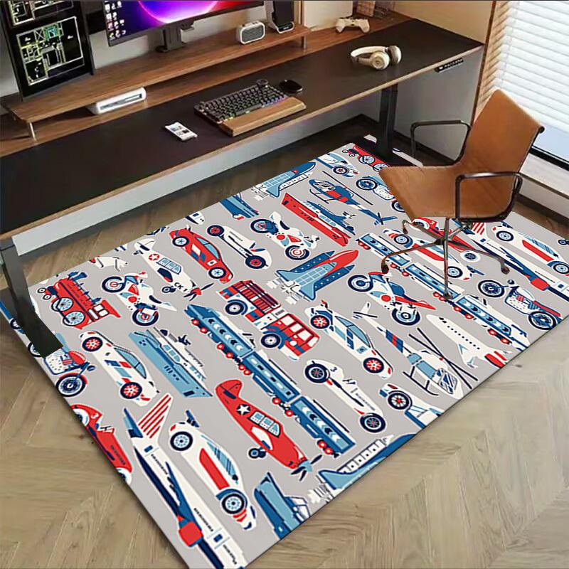1PC Transportation Vehicles Extra Large Non-Slip Floor Carpet, Office, Family, Bedroom, Studio - Large Area Rug Indoor Rugs, Vibrant Colors-W306