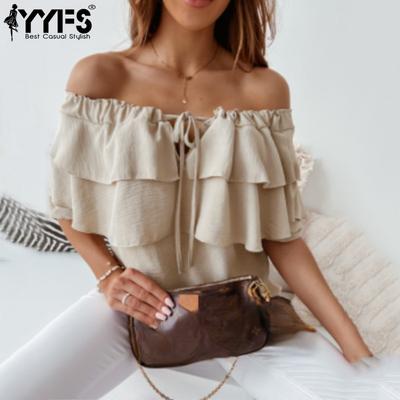 Damenmode Lässig Sommer Frühling Einfarbig Druck 1/2 Ärmel Ein Schulter Blusen & Hemden
