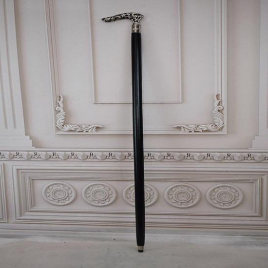 93.98 Cm Walking Stick Aluminum Wooden Walking Cane Gift for Grandfather, Father Silver and Black Solid Cane Collector Item