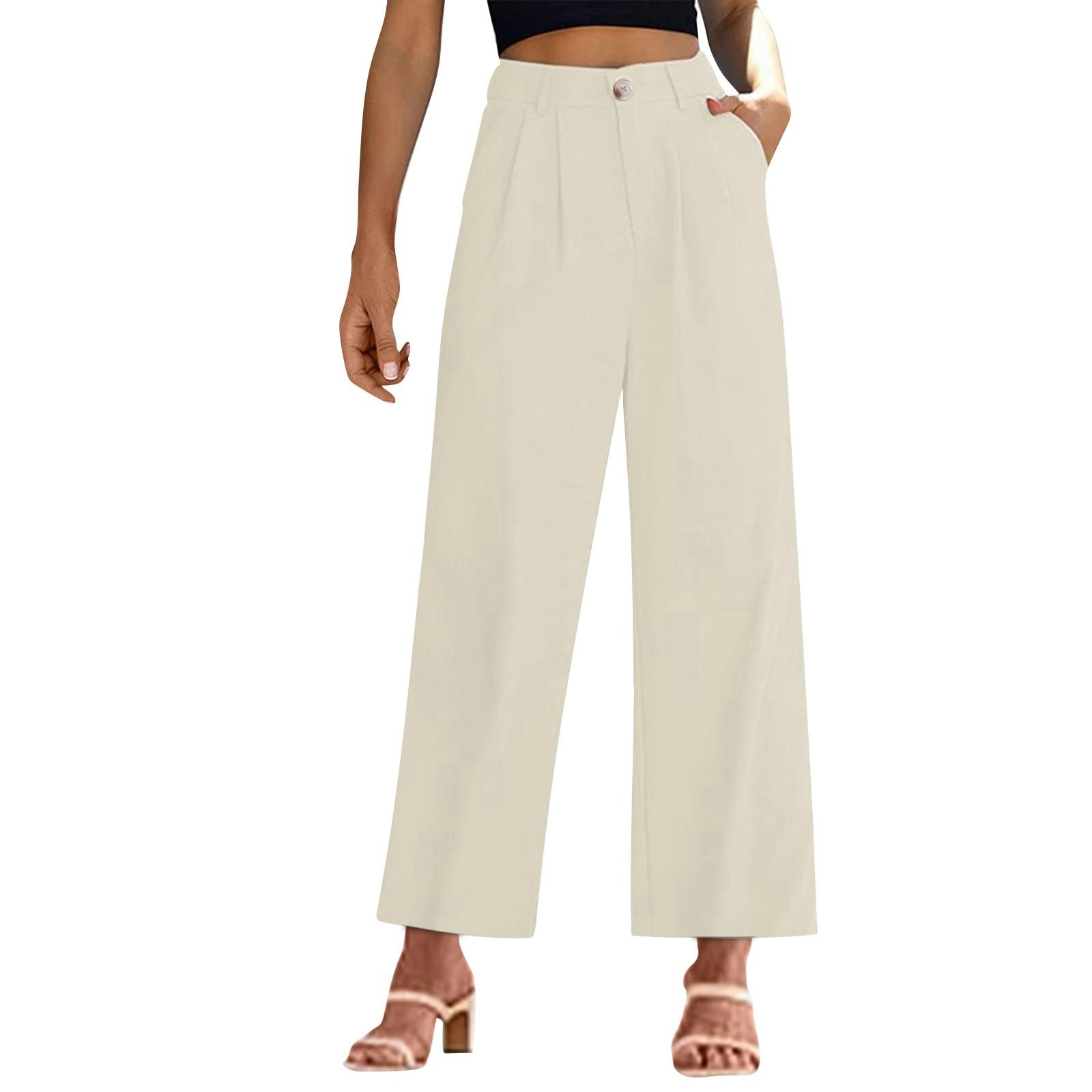 

Женские широкие брюки, деловые повседневные официальные брюки с высокой талией XXL бежевый