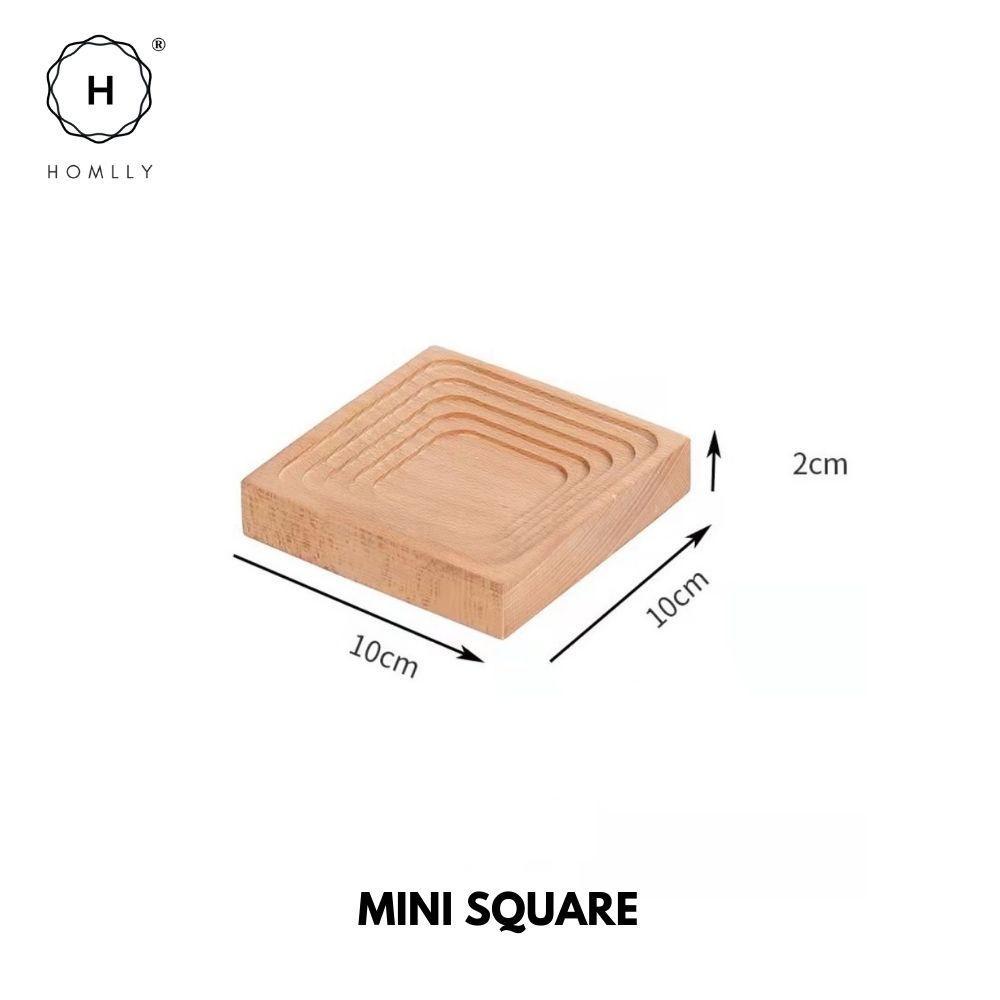 Homlly Ika Decorative Serving Platter Wood Tray Mini Square