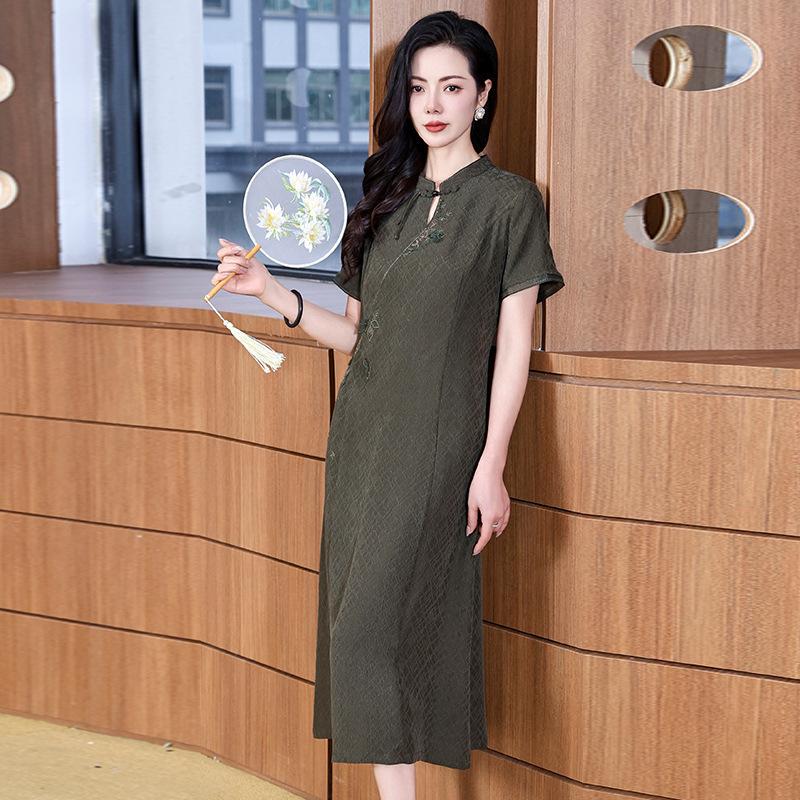 Mulberry silk improved cheongsam wear red wedding dress wedding dress