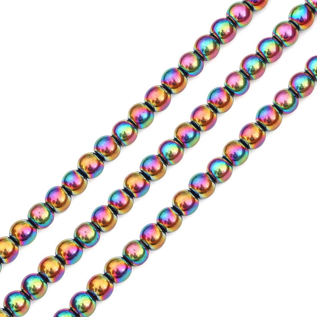 70-165Pcs Natural Stone Gold Sliver Multicolor Round Hematite Loose Spacer Beads For Earring Necklace Bracelet DIY Jewelry Making Accessories