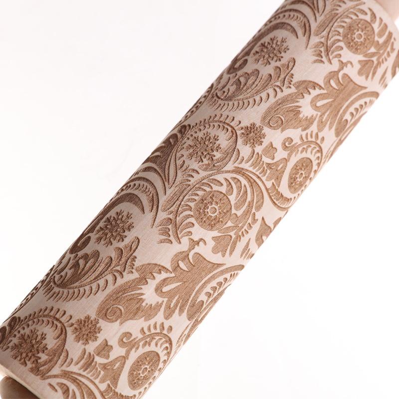 Weihnachten 35X4,5Cm Holz Nudelholz Rock Schneeflocke Elch Graviert Backen Kekse Nudelholz Für Kuchen Gemustert Backen 3D Form