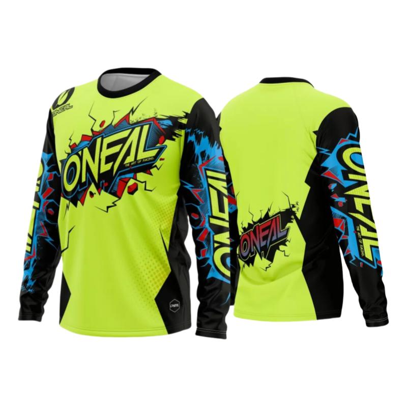 Printemps et Automne Col Rond Motocross Graphique Imprimé 3D Haut T-shirts Homme Manches Longues Décontractés à la Mode