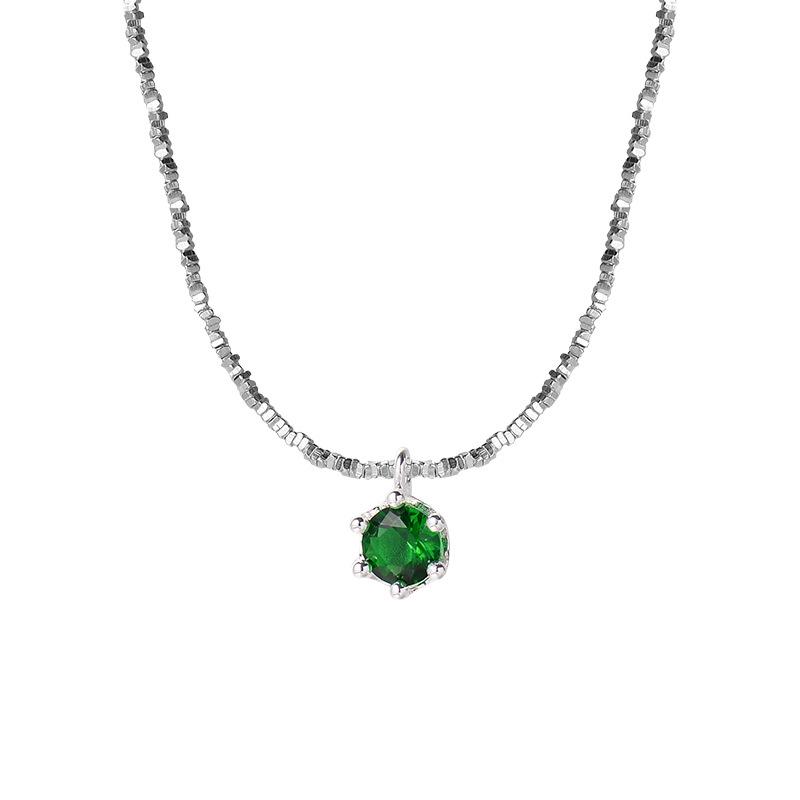 Broken Pieces, Two Grandmothers, Green Diamond Necklace, French Retro Court Style, White Diamond Collarbone Chain, Temperament