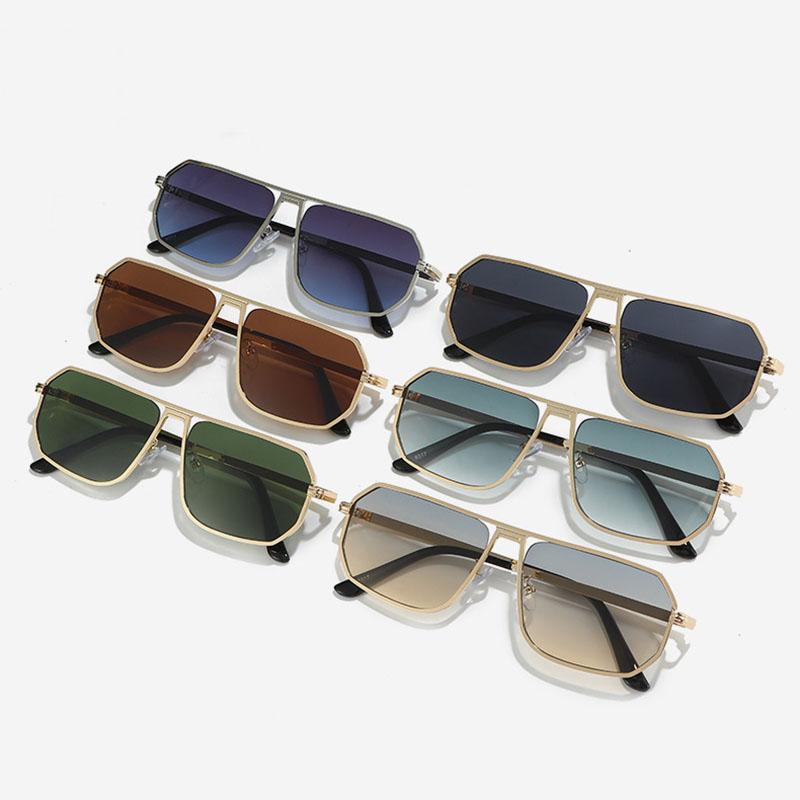 Timeless High End Designer Style Retro Trendy Oversized Alloy Metal Square Shaped Female For Both Male Sun Glasses