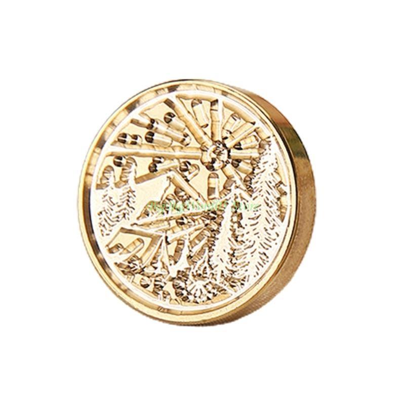 24TE 25mm Round Seal Stamp Head with Aesthetic Pattern for Seal Letter Envelope Card Scrapbooking Metal Embossing Stamp