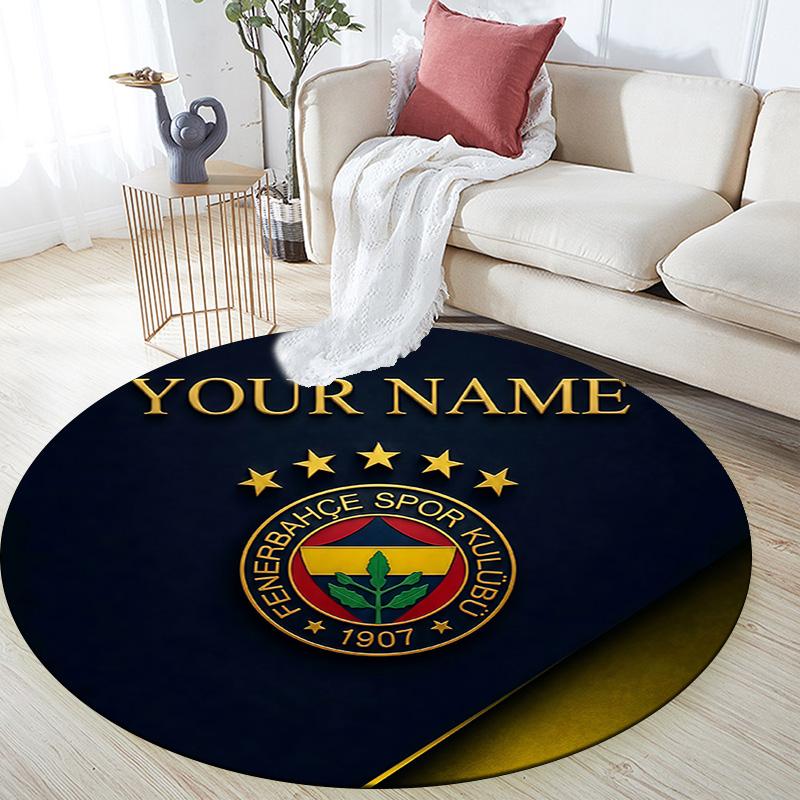 Custom Name Fenerbahçe Round Area Rug,Carpet Rug for Living Room Bedroom Sofa Playroom Decor,Non-slip Floor Mat