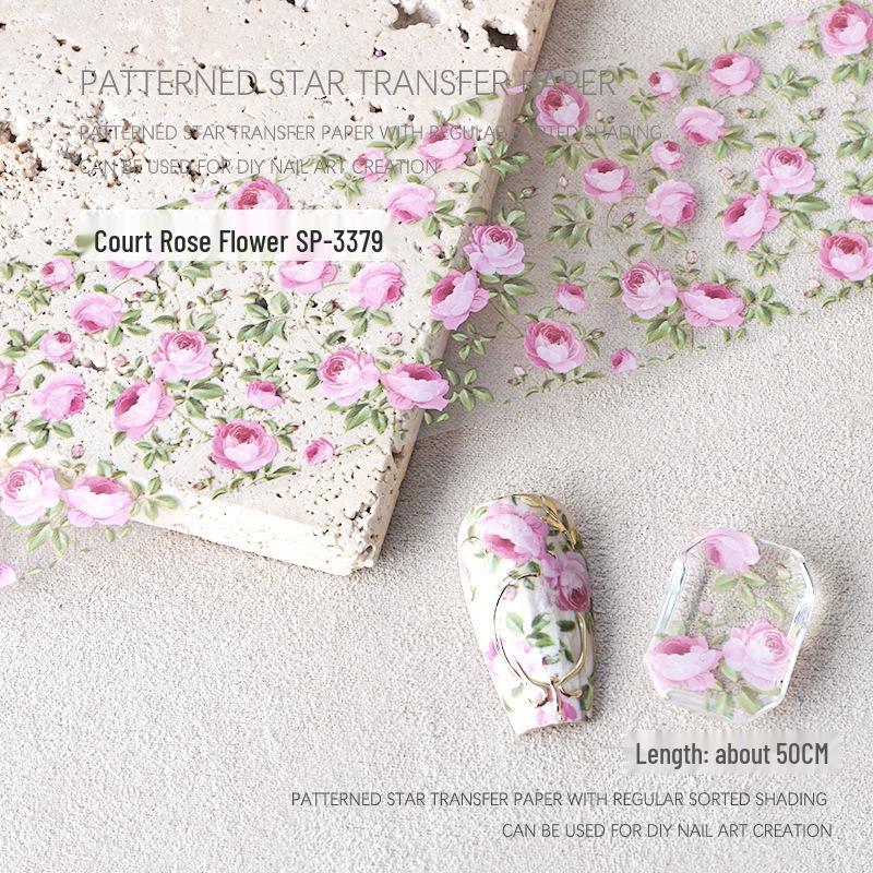 Starry Sky Rose Flower Nail Art Transfer Stickers