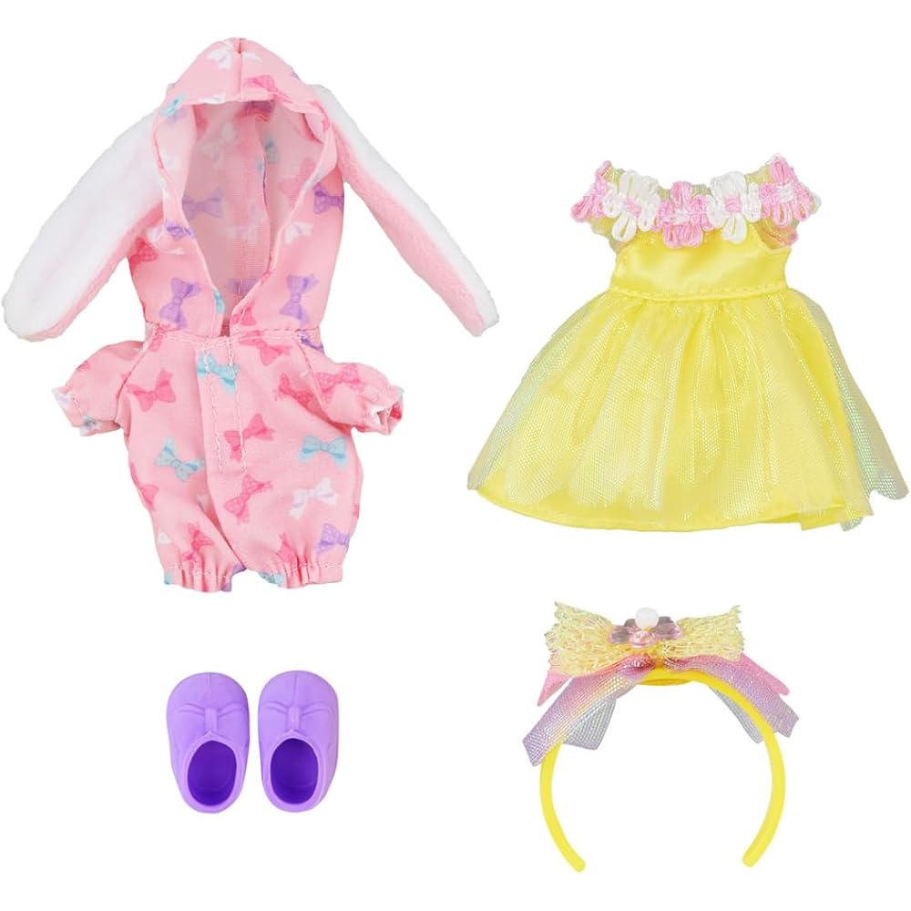 Takara Tomy “Licca-chan Dress LW-21 Miki-chan Maki-chan Dress Set Rabbit Pajamas and Flower Dress...