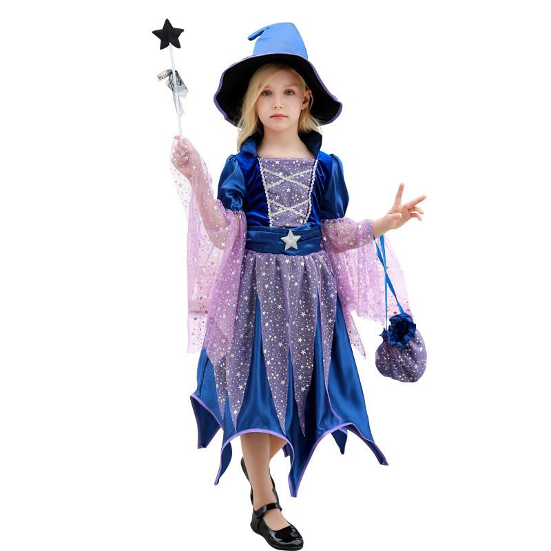 Witch Dress For Girls With Bohemian Style And Candy Bag For Halloween Events