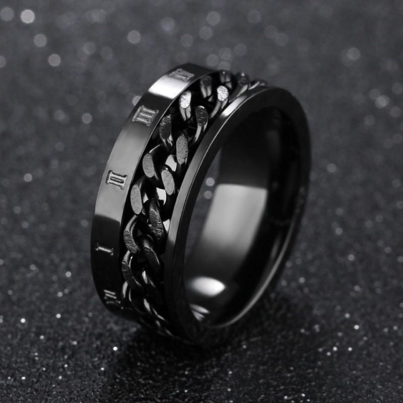 Rotatable Engraved Chain Bottle Opener Titanium Steel Ring Men's Stainless Steel Wine Opener Ring