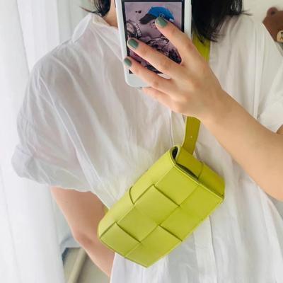 New Cowhide Women's Bag Woven Small Square Bag Multi-back Fashion Candy Color Messenger Bag Women's Tide
