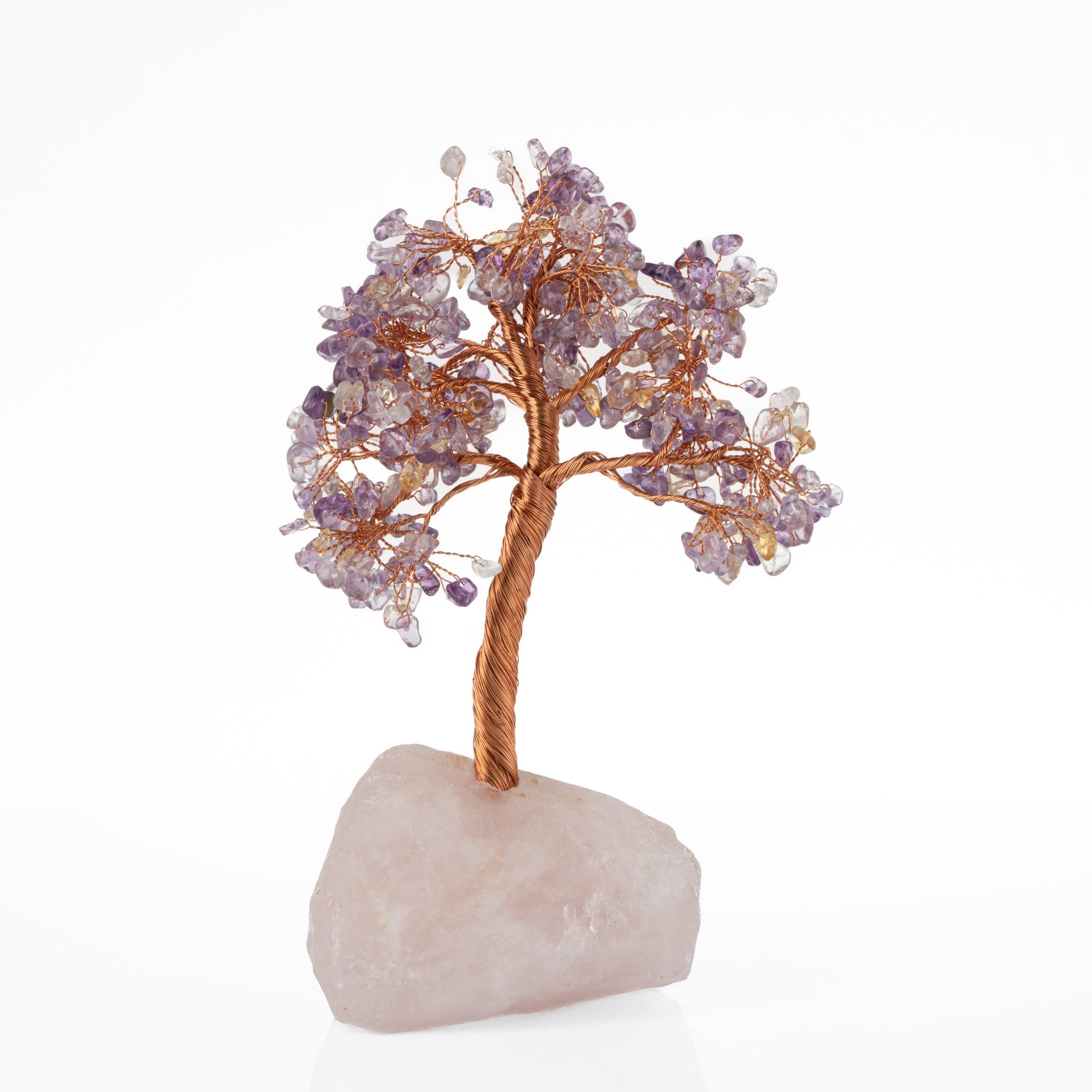 

Декоративное дерево из натурального камня аметрин-розовый кварц