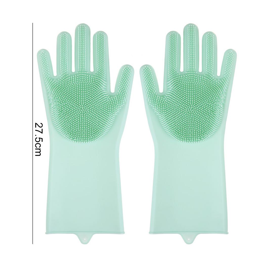 Silicone Gloves with Bristles Waterproof Splashproof Oil Proof Soft Elastic Kitchen Dishwashing Silicone Cleaning Gloves