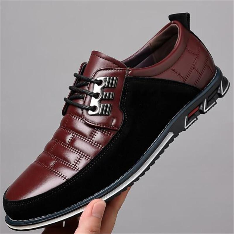 Fashion Men Casual Shoes Fashion Brand Classic Casual Men Pu Leather Shoes Black Hot Sale Breathable Business Lace-Up Men Shoes Big Size