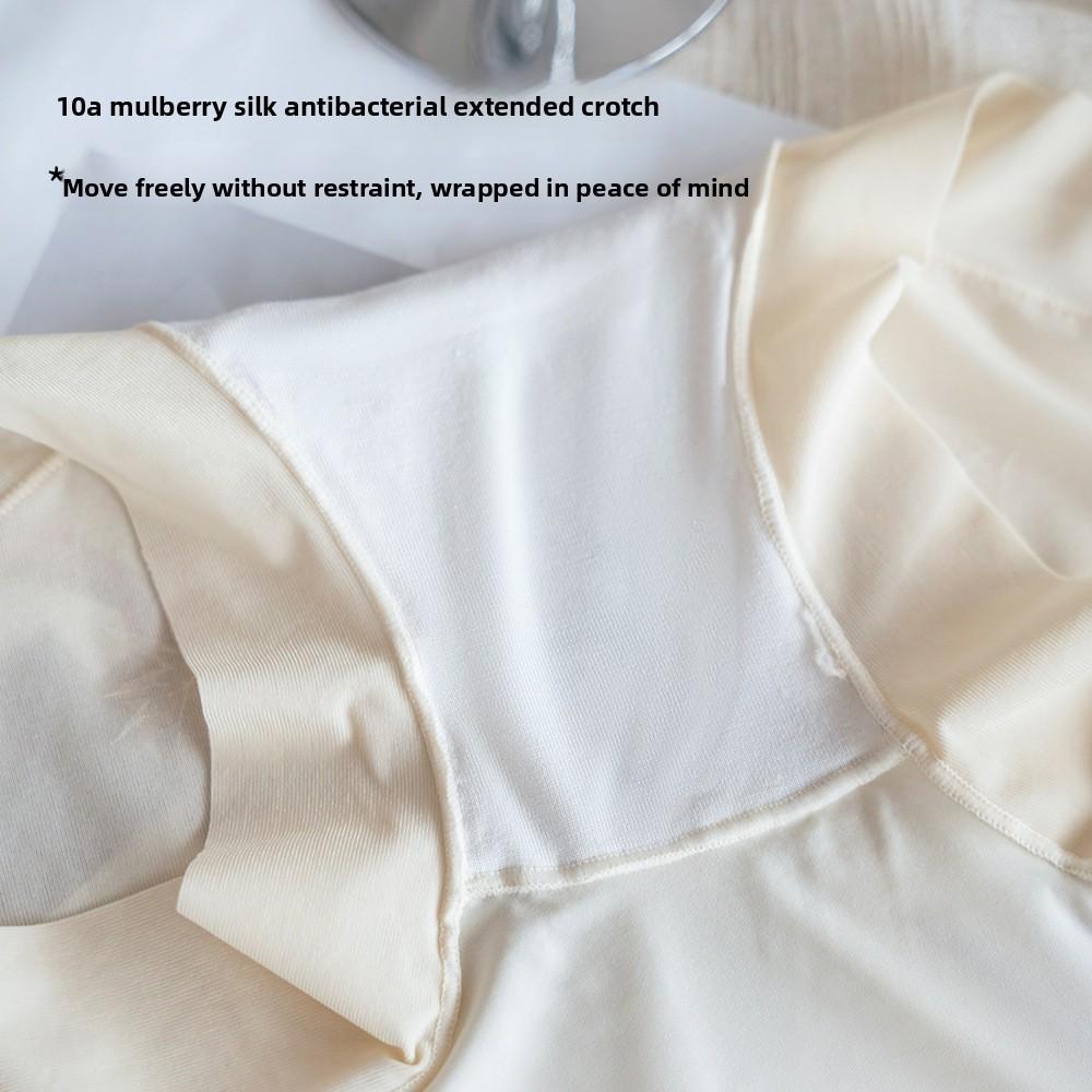 Plus Size Lady Summer Lace Antibacterial Extended Crotch Without Scratch High Waist Belly Ice Silk Triangle Briefs
