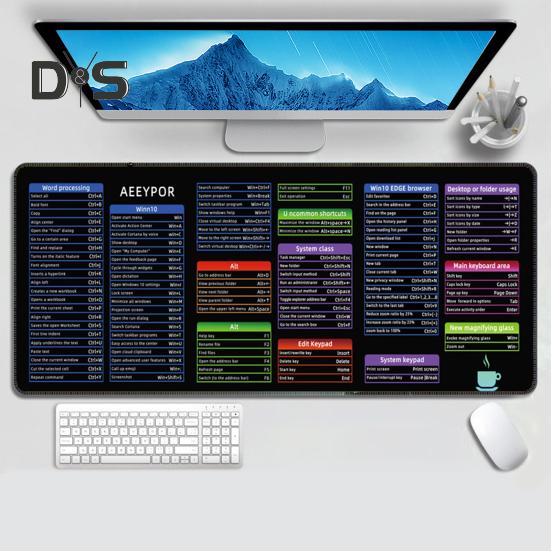 Alfombrilla de ratón grande para ordenador, 40 x 90 cm, portátil, impermeable, para oficina, PowerPoint, Excel, Word, teclas de acceso directo, alfombrilla de escritorio antideslizante, accesorios para PC