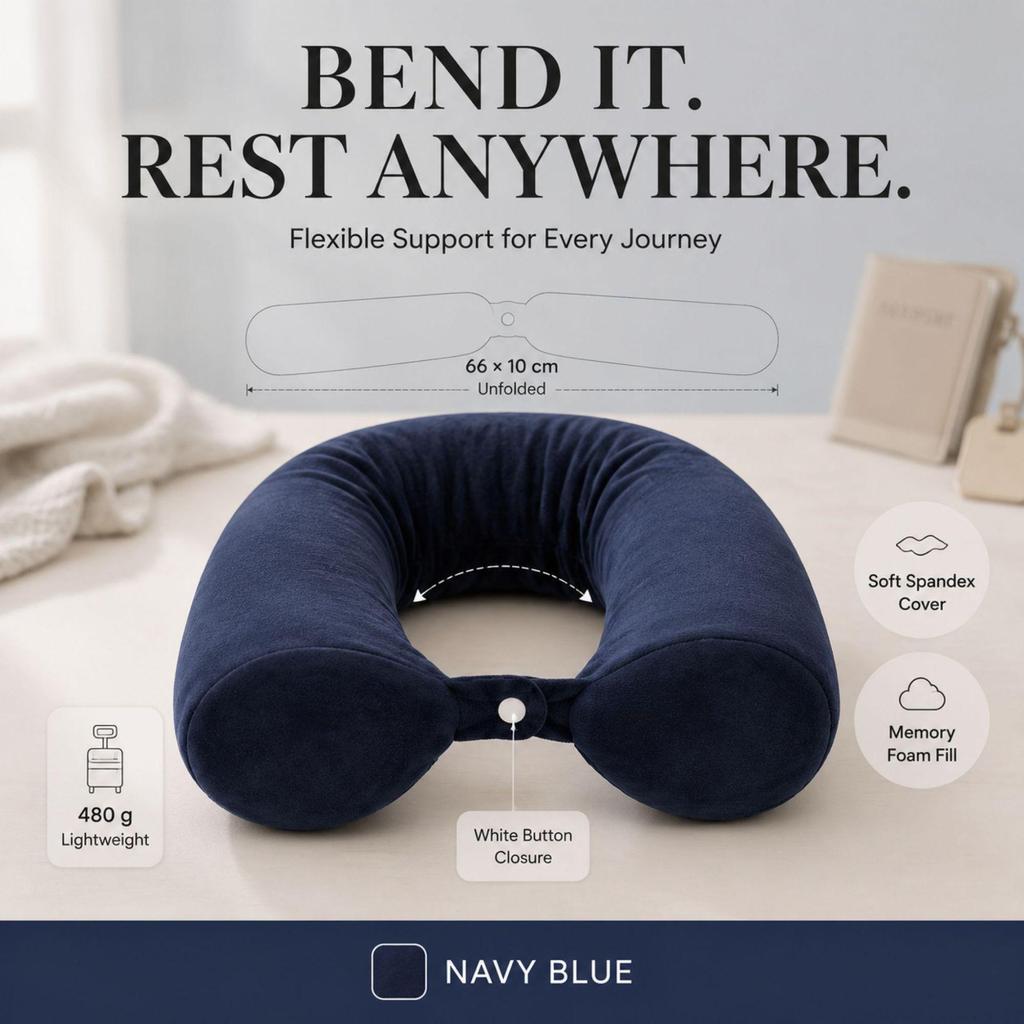 Cross-Border Memory Foam U-Shaped Travel Neck Pillow - Bendable & Slow Rebound for Neck Support