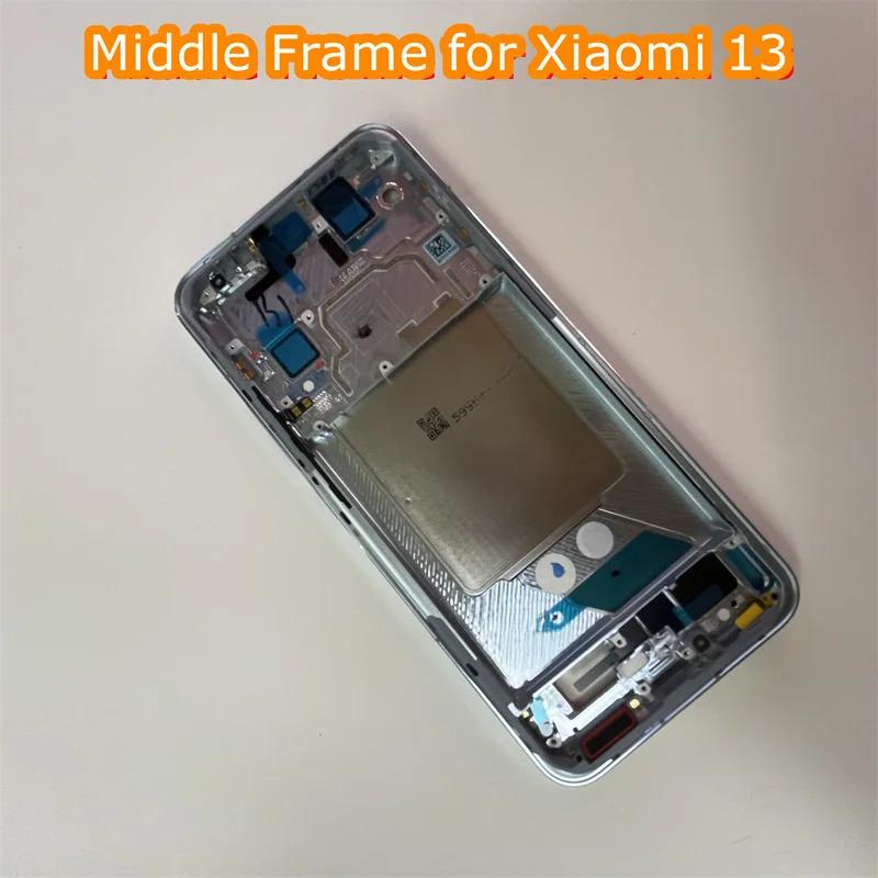 Middle Frame For Xiaomi 13 Front Frame Chassis Middle Housing Bezel + Side Buttons Smartphone LCD Frame MI13 Repair Parts