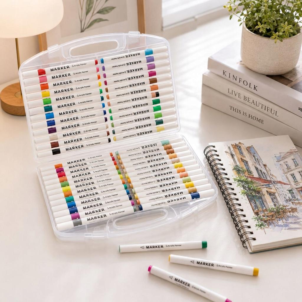 Acrylmarker 48 Stück im Koffer Zeichenmarker-Set