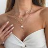 Ingemark 4 Pcs/Set Exquisite Imitation Pearl Scallop Pendant Necklace for Women Trendy Creative Metal Flower Chain New Jewelry
