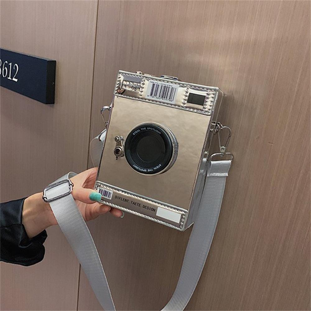 Moda casual personalidade criativa alça de ombro larga câmera pequena bolsa quadrada moda simples bolsa de ombro único bolsa crossbody