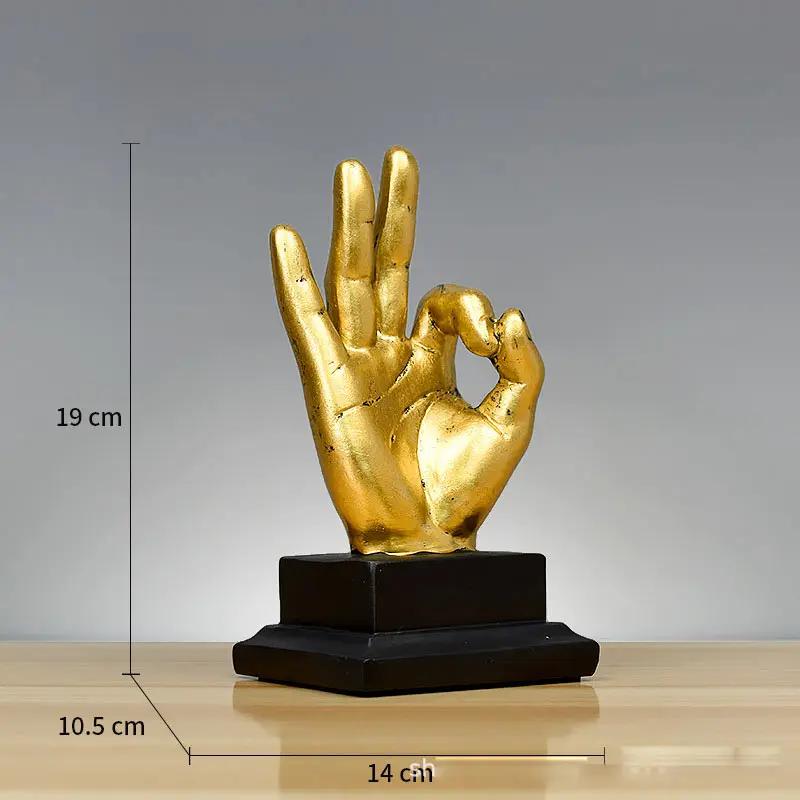Gesture Finger Model Sculptures Decoration Home Art Resin Victory Decor Coffee Shop Creativity Vintage Desktop Crafts Statue
