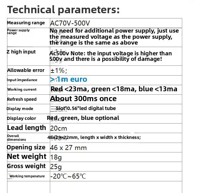220V/380V Two-Wire AC Voltmeter | Industrial LED Display Voltage Tester | Electrical Measuring Instrument