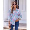 Damen Elegantes Floral-Blatt-Print-Hemd Mode Damen Langarmhemd Einfache Lässige Arbeits-Oberteile