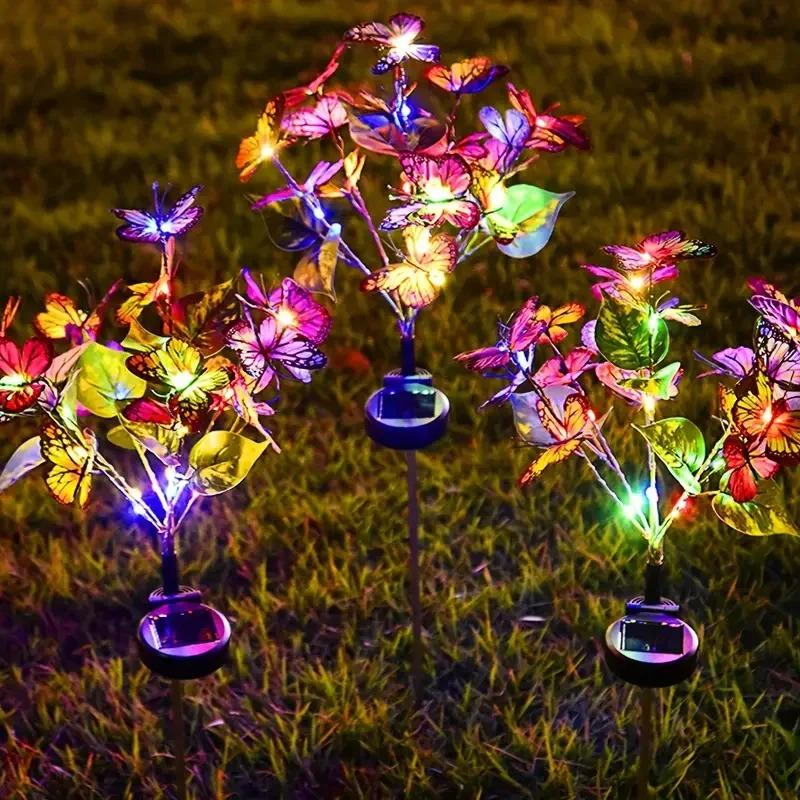 Solar-LED-Schmetterling-Blumenlicht Outdoor-Simulation Schmetterling Rasenlampe Garten wasserdichte Landschaft für Home Weihnachtsdekor
