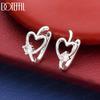 925 Sterling Silver Simple Hollow Heart Earrings Set with AAA Zircon - Stylish Wedding Jewelry