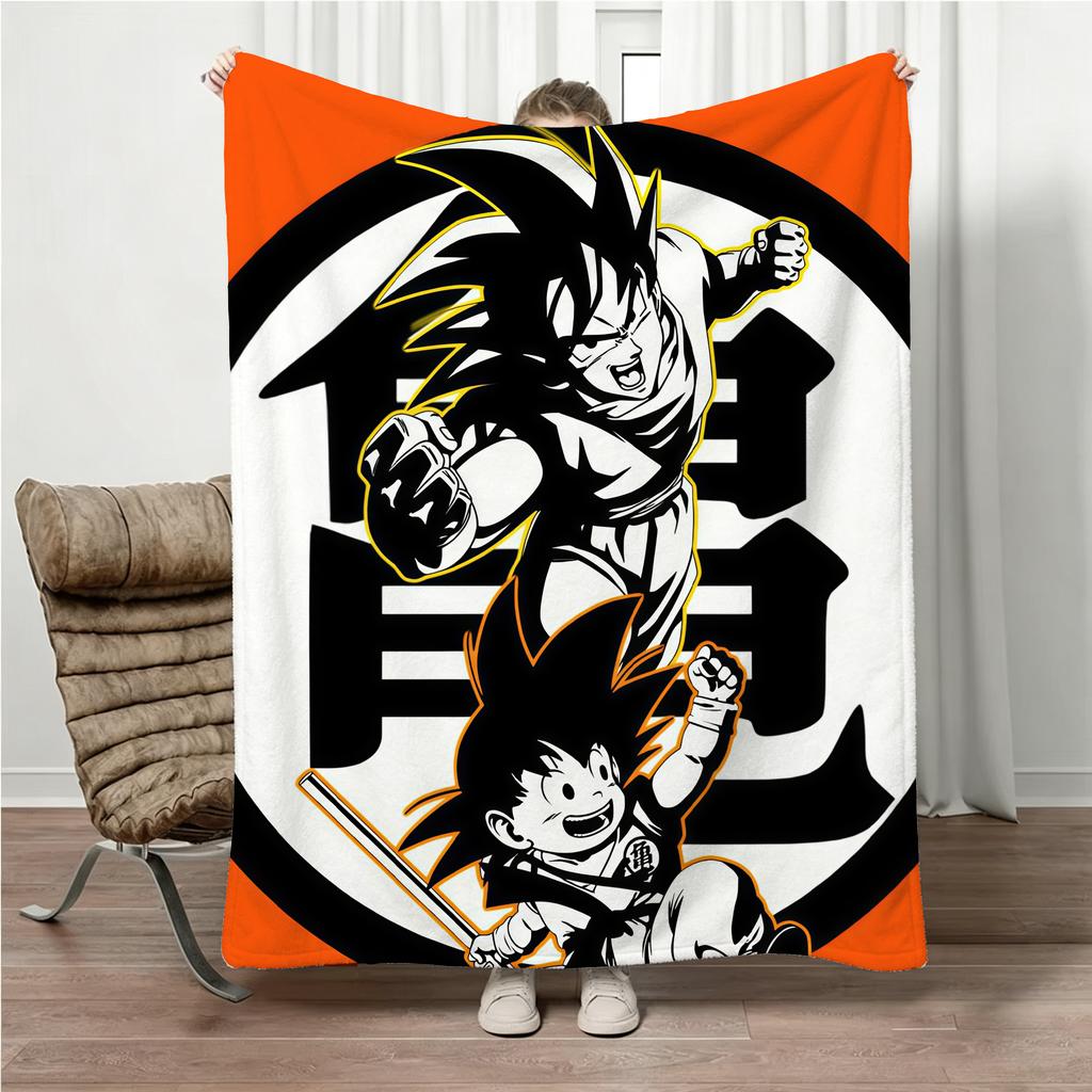 Dragon Ball Kid Goku Blanket Anime Print Flannel Throw Blanket Parent-child Four Seasons Nap Blanket Bed Couch Office