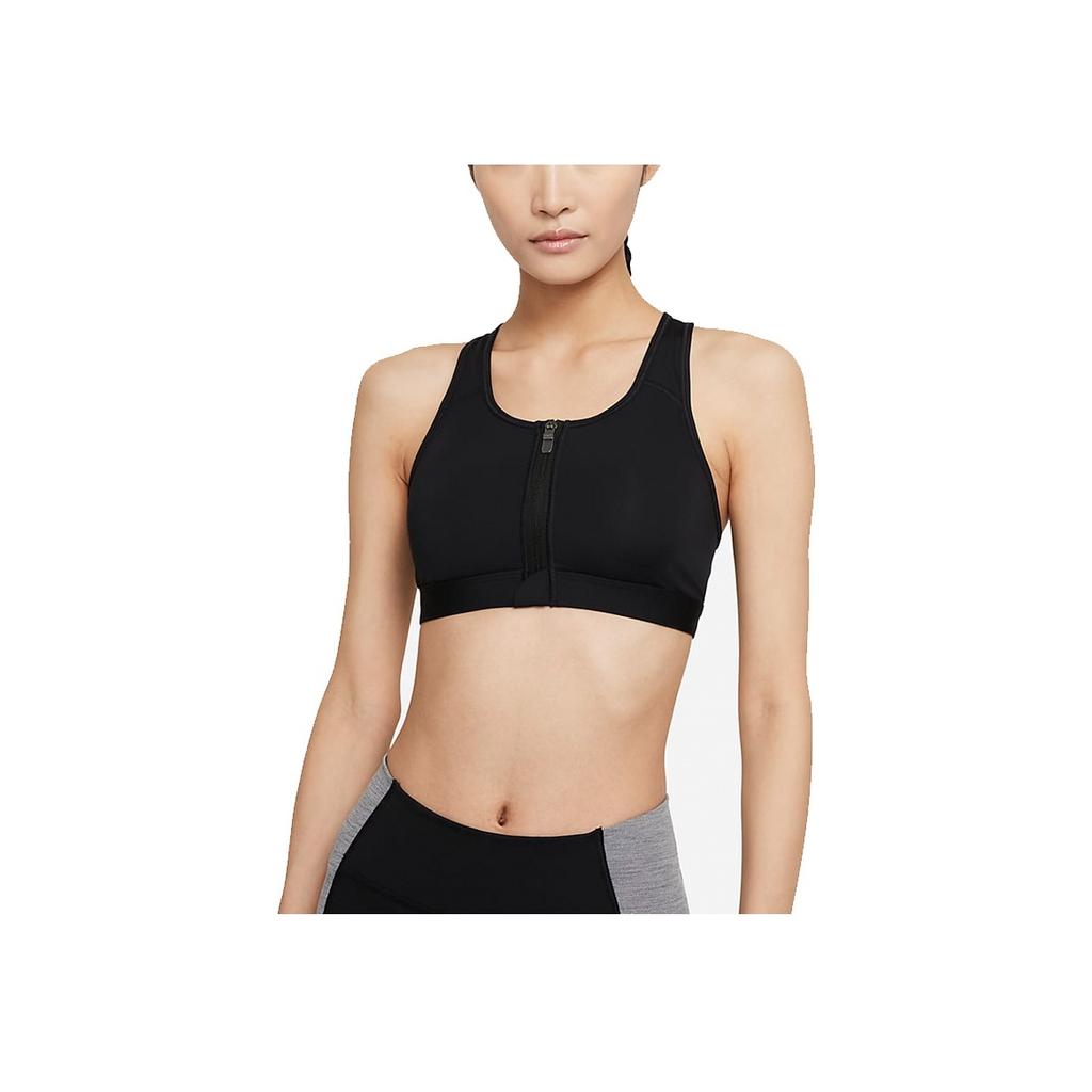 Nike Dámská sportovní podprsenka Dri-Fit Swoosh se zapínáním na zip vpředu, střední podpora, vycpávaná, spodní prádlo, černá DD1206-010