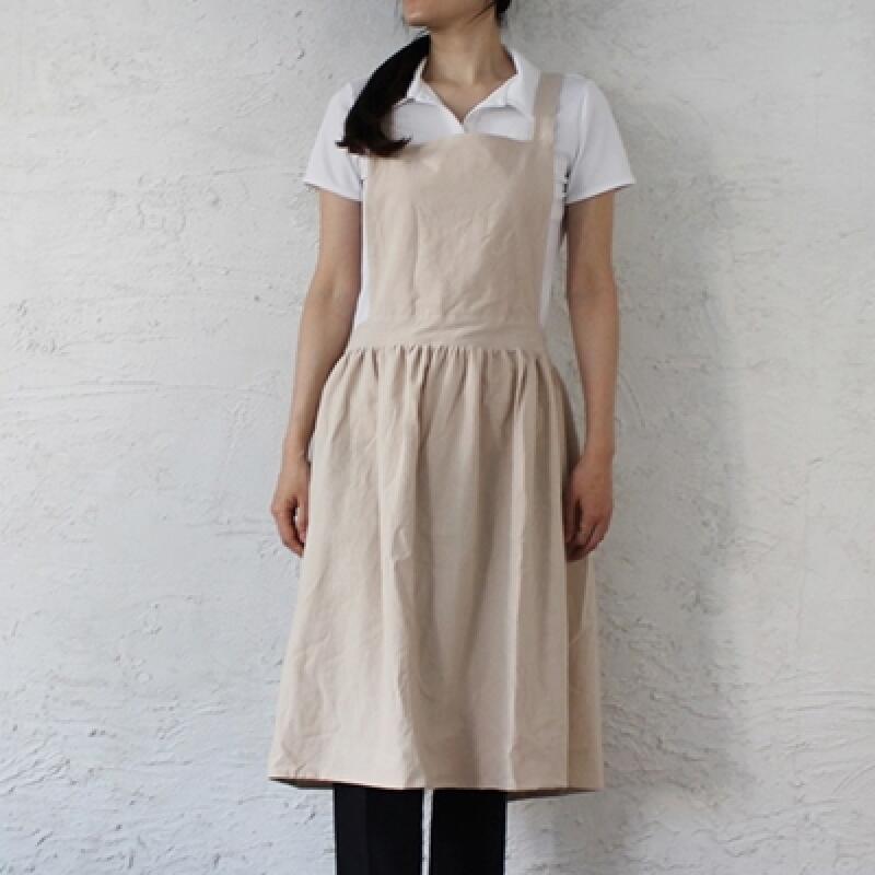 Lovely Frill Linen Cotton Apron (Beige)