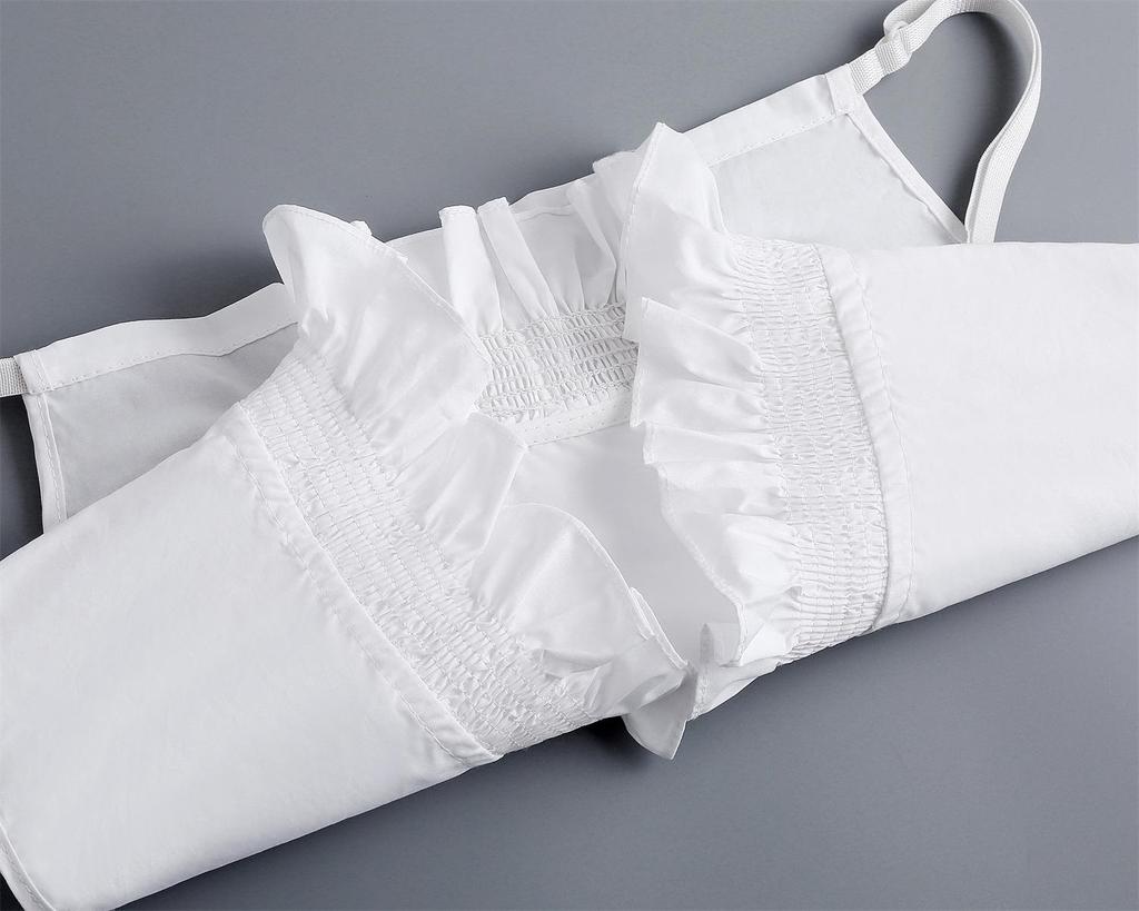 Ruffled Edge Cotton Deep V-Neck Fake Collar for Girls – Decorative Collar for Sweaters and Cardigans (White, Autumn/Winter)