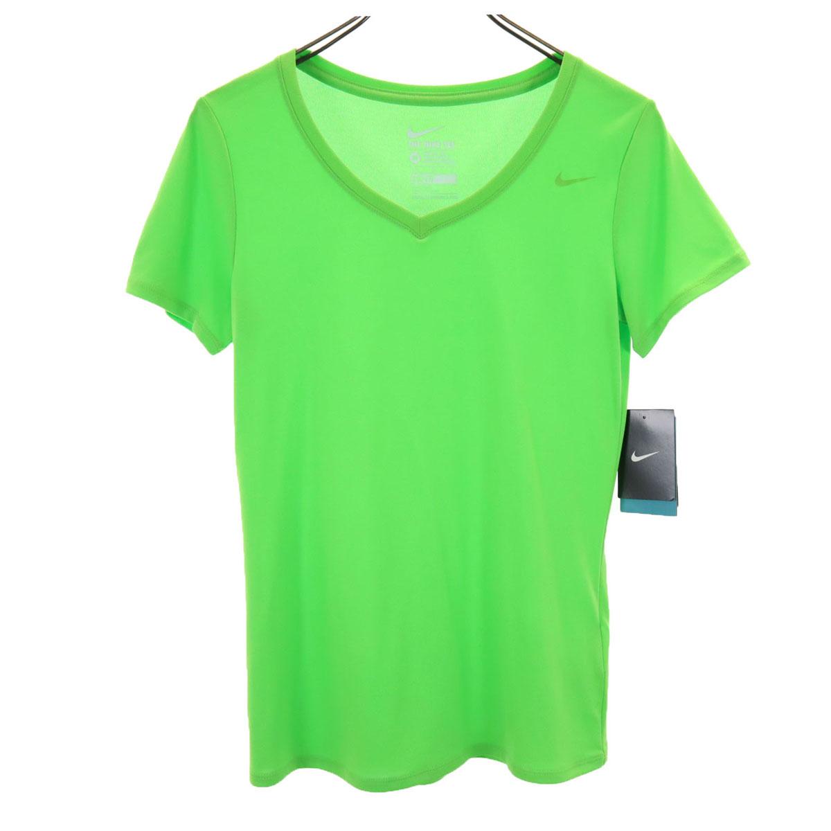 

unused NIKE Short sleeve V neck T-shirt M Green system DRI-FIT Women Used