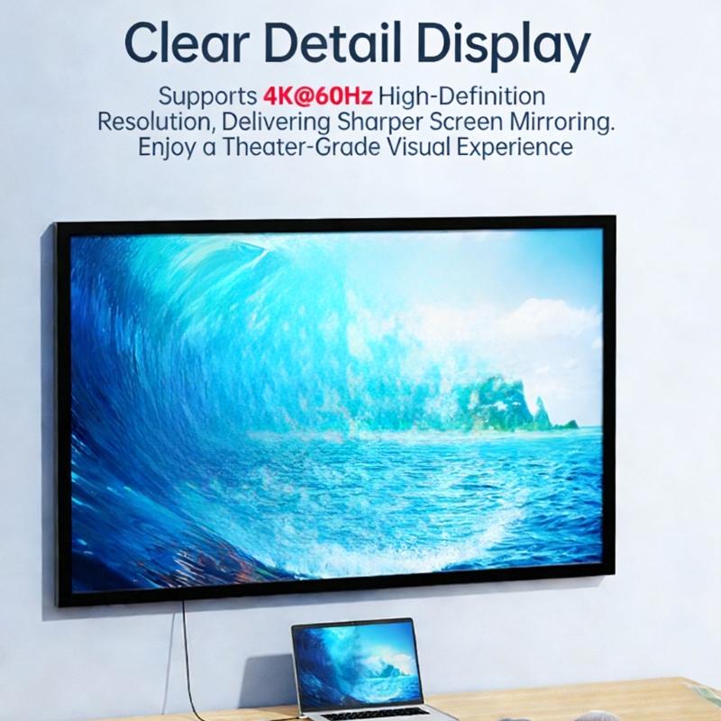 Multifunctional USB C Docking Station with HDTV 4K 60Hz Video Output Fast Speed USB3.0 Data and PD100W Charging