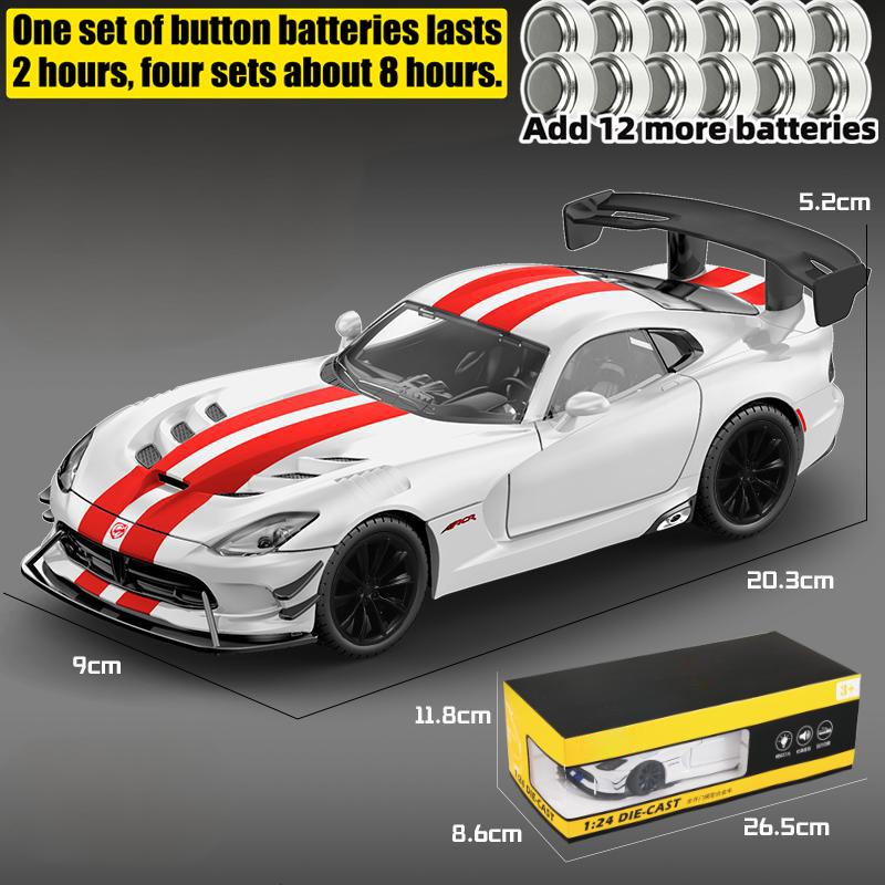 1:24 DODGE Viper ACR 2016 Super Sports Coupe Toy Car Die Cast Metel Cars Toy Pull Back Model Cars With Sound And Light For Child