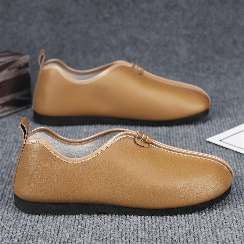 

Весна и лето новые кожаные туфли с одной педалью для отдыха на каждый день для вождения на работу лоафу шапочки модные мужские туфли 44