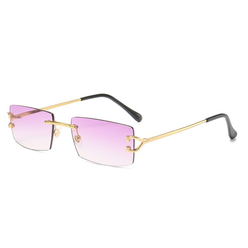 

Square rimless sunglasses women Europe and the United States fashion modern glasses with street shot fashionable sunglasses Gold